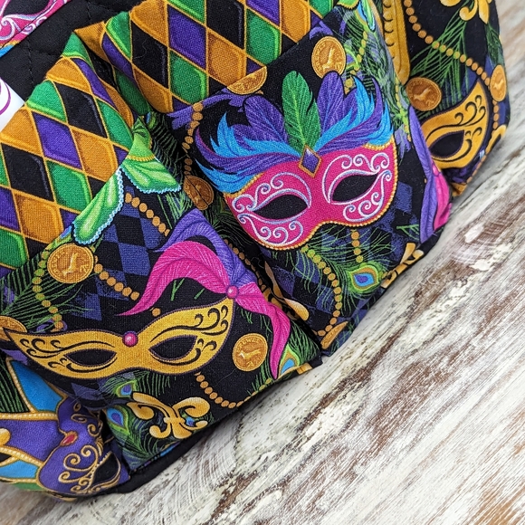 Hand Crafted Bingo/Tote Bag "Mardi Gras" 100% Cotton - Picture 4 of 6